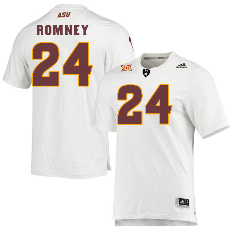 #24 Tate Romney Arizona State Sun Devils College Football Jerseys Stitched-White